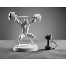 Özgürce Sporcu Figürü ve Dambıl Anahtarlık Seti, Dekoratif, 11 Cm, Hediye