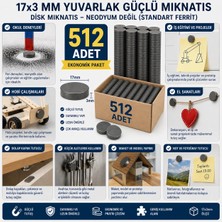 Çerçici 512 Adet Mıknatıs 17X3 mm Yuvarlak Güçlü Mıknatıs Disk Mıknatıs