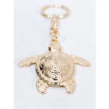 Moncuk Design Gold Metal Deniz Kaplumbağası (Caretta Caretta) Tasarımlı Şık Anahtarlık