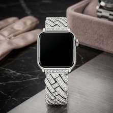 bbtech Apple Watch Uyumlu Metal Zirkon Taşlı Premium Kordon 44/45/46/49MM Ultra/ultra 2/ultra 3/se2/se3/11/10/9/8/7/6/5/4 Uyumlu
