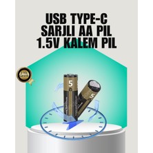 Urfakent 1.5V Aa Şarjlı Lityum Pil | 1000+ Kez Şarj Edilebilir | Hızlı Type-C Şarj (2 Adet)