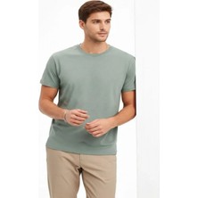 Efnaz Style Erkek Bisiklet Yaka Tişört Regular Kalıp Basic Pamuklu Günlük Kullanım T-Shirt - Mint Yeşili
