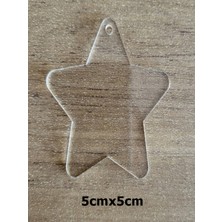 Özgürce Şeffaf Pleksi Yıldız Anahtarlık Seti, 10 Adet, 5x5 Cm, Dekoratif Kullanım