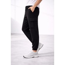 Efnaz Style Erkek Jogger Eşofman Altı Regular Fit , Kargo Cepli, Lastikli Paça, Günlük Spor Pantolon - Siyah