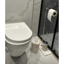 PremiumPort Doğal Mermer Tabanlı Çok Fonksiyonlu Banyo Aksesuar Seti