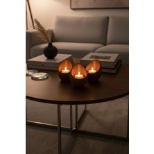 Major Hobi Modern Oval Tasarım 3lü Dekoratif Mumluk Seti - Şık Salon ve Masa Aksesuarı