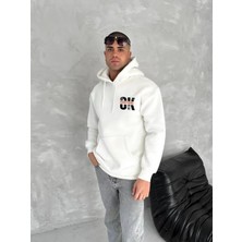 Efnaz Style Oversize Üç Iplik Kapüşonlu Sweatshirt - Beyaz