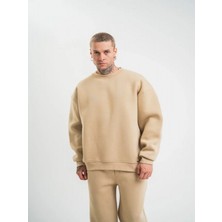 Efnaz Style Uzun Kol Bisiklet Yaka Basic Sweatshirt - Bej
