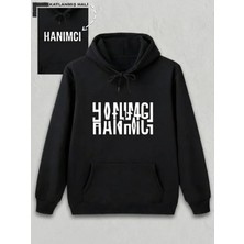 Efnaz Style Sevgililer Günü Özel Kapüşonlu Hanımcı Baskılı Oversize Sweatshirt - Siyah