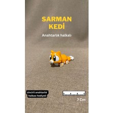 Özgürce Turuncu Kedi Figürü Anahtarlık, Hareketli Vücut ve Dönebilen Kafa, 7 cm