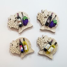 Vitrin Accessories Üzüm Figürlü Şarap Şişeli Magnet Seti Mutfak, Buzdolabı, Ofis ve Hediye Için Dekoratif Ürün 4 Adet