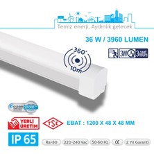Teletek LED Etanj 36W Radar Hareket ve Acil Durum Kitli  - Otopark, Depo ve Garaj Tipi - Su Geçirmez Tavan Lambası