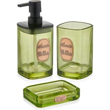 PremiumPort Yeşil 3 Parça Banyo Seti, 330 Ml, Şık ve Kullanışlı Tasarım
