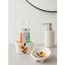PremiumPort El Yapımı Seramik Banyo Seti, Sabunluk ve Diş Fırçalık, Şık ve Kullanışlı