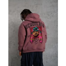 Efnaz Style Erkek School Boy Baskılı Kapüşonlu Sweat - Gül Kurusu