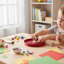 Major Hobi Duyusal Oyun ve Etkinlik Tepsisi - Montessori Aktarma ve Oyun Tepsisi - Kırmızı