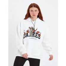 Efnaz Style Dankes Baskılı Kapüşonlu Sweat - Beyaz