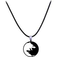 Tamgacrafts Ikiz Kurt Denge Kolye Feng Shui Iyi Kötü Büyük Boy 6cm Siyah Akrilik Deri Kayış