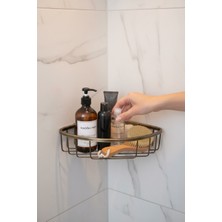 PremiumPort Antik Gold Pirinç Duş Içi Rafı, Şampuanlık, Sabunluk, Eskitme Tasarım
