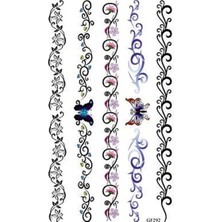 Tamgacrafts Renkli Kolye Görünümlü Geçici Dövme Boyun Tattoo Soyut Kelebek Dantel Desen