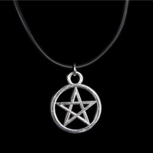 Tamgacrafts Pentagram Yıldızı Kadın Erkek Davut Yıldız Metal Kolye Deri Kayış