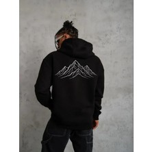 Efnaz Style Erkek Nihilist Penguen Özel Tasarım Oversize Kapüşonlu Sweatshirt - Siyah