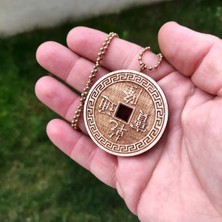 Tamgacrafts Çin Feng Shui Büyük Şans Parası Delik Ahşap Kolye Ucu El Yapımı Ahşap 5.5 cm