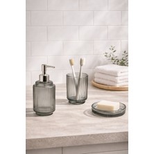 PremiumPort Şık Modern Cam Banyo Seti 3'lü Gri