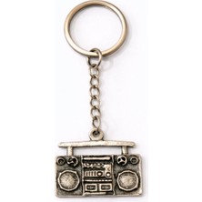 Özgürce Retro Gümüş Renk Müzik Çalar Anahtarlık, Unisex ve Dekoratif Tasarım