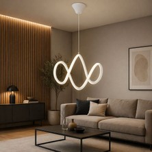 Nehir Mimari Tasarım Siyah Sarkık Modern Ultra Power Beyaz Ledli Avize