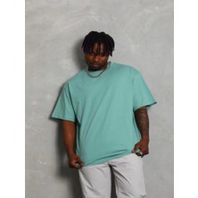 Efnaz Style Unisex Oversize Düz Bisiklet Yaka T-Shirt - Mint Yeşili