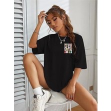 Efnaz Style Bisiklet Yaka Baskılı T-Shirt - Siyah