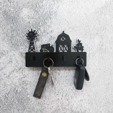 Özgürce Çiftlik Evi Desenli Duvar Askısı ve Anahtarlık Dekoratif Set