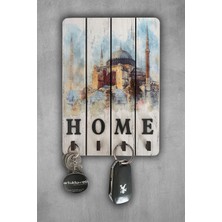 Özgürce Beyaz Ahşap Dekoratif Anahtar Askısı ve Key Holder, Şık Tasarım