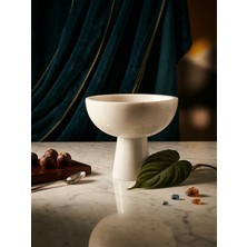 Özgürce Beyaz Mermer Kase, Ayaklı ve Sunumluk, Çok Amaçlı Dekoratif Tasarım