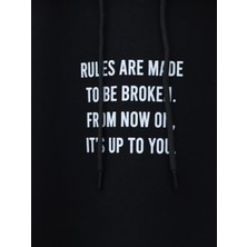 Moda Morfo Kolları Çıtçıtlı Kapşonlu Sweat -Siyah