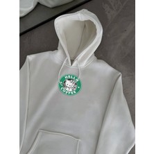 Efnaz Style Üç Iplik Penye Uzun Kol Kapşonlu Sweatshirt - Beyaz