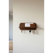 Özgürce Şık Ahşap Ceviz Anahtarlık ve Raflı Dekoratif Askı Seti