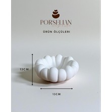Özgürce Beyaz Dekoratif Boğumlu Kase, Beton Anahtarlık ve Takı Tabağı 13CM