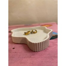 Özgürce Mermer Desenli Dekoratif Plastik Tabak 16X12 cm Çok Amaçlı Kullanım