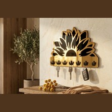 Özgürce Ayçiçeği Tasarım Anahtarlık Askısı, Mdf ve Pleksi Duvar Dekoru (24X15 Cm)