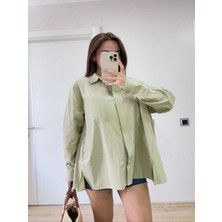 Efnaz Style Yakalı Yandan Yırtmaçlı Gömlek - Yeşil