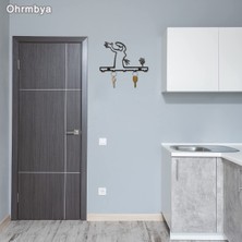 Özgürce Metal Kuş Figürlü Anahtarlık Askılığı, Siyah Duvar Dekoru