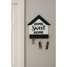 Özgürce Home Sweet Home Yazılı Mdf Anahtarlık Askısı, Dekoratif Duvar Süsü