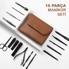 Colezium Kahve Rengi Özel Tasarım Deri Manikür Seti