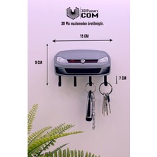 Özgürce Golf Mk7 Model Tasarımlı Gri Renk 3D Baskı Anahtar Askılığı