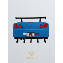 Özgürce Nissan Skyline R34 Tasarım Büyük Duvar Anahtarlık ve Garaj Askısı