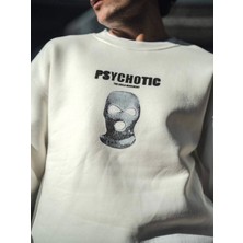 Efnaz Style Kışlık Bisiklet Yaka Baskılı Sweatshirt - Beyaz