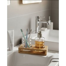 PremiumPort Şık 3'lü Cam Banyo Sabunluk ve Diş Fırçalığı Seti, Pratik ve Estetik