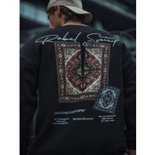 Efnaz Style Uzun Kol Bisiklet Yaka Baskılı Sweatshirt - Siyah